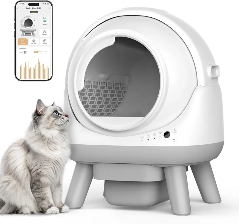 Coziley Self Cleaning Litter Box for Multiple Cats, White